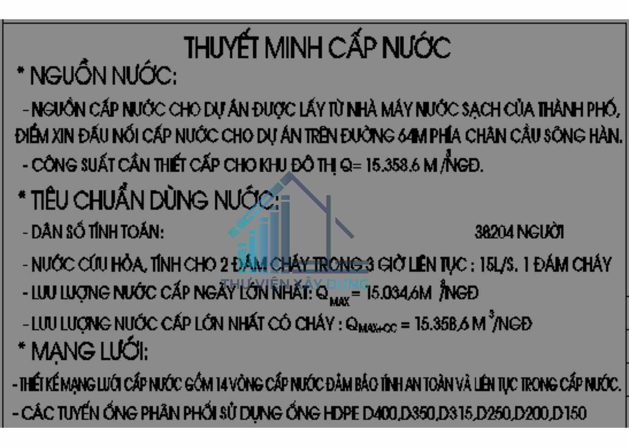 Thuyết minh cấp nước thuộc Bản đồ quy hoạch cấp nước khu đô thị mới Bắc cầu Hàn