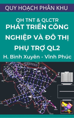 Bản đồ quy hoạch thoát nước thải, QLCR và nghĩa trang phát triển công nghiệp và đô thị phụ trợ khu vực hai bên QL2 huyện Bình Xuyên