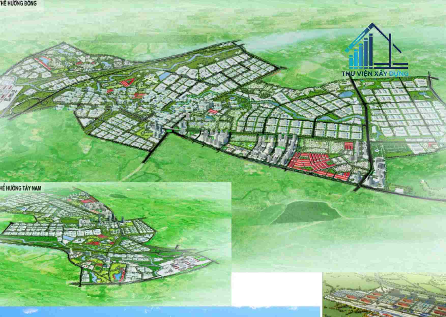 Phối cảnh tổng thể QHPK C4 tỷ lệ 1/2000 phát triển công nghiệp và đô thị phụ trợ tại huyện Bình Xuyên đến năm 2030 tầm nhìn đến năm 2050 