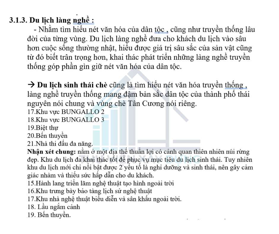 Một phần trong bản thuyết minh thuộc Sơ đồ tổ chức không gian kiến trúc cảnh quan