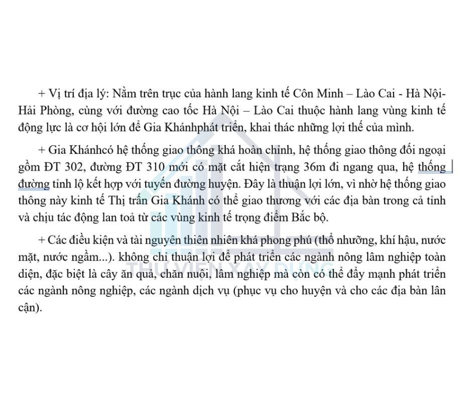 Một phần trong bản thuyết minh bản đồ quy hoạch tổng mặt bằng sử dụng đất