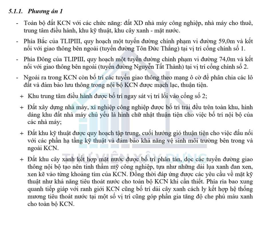 Một phần trong bản thuyết minh thuộc bản đồ quy hoạch tổng mặt bằng sử dụng đất 