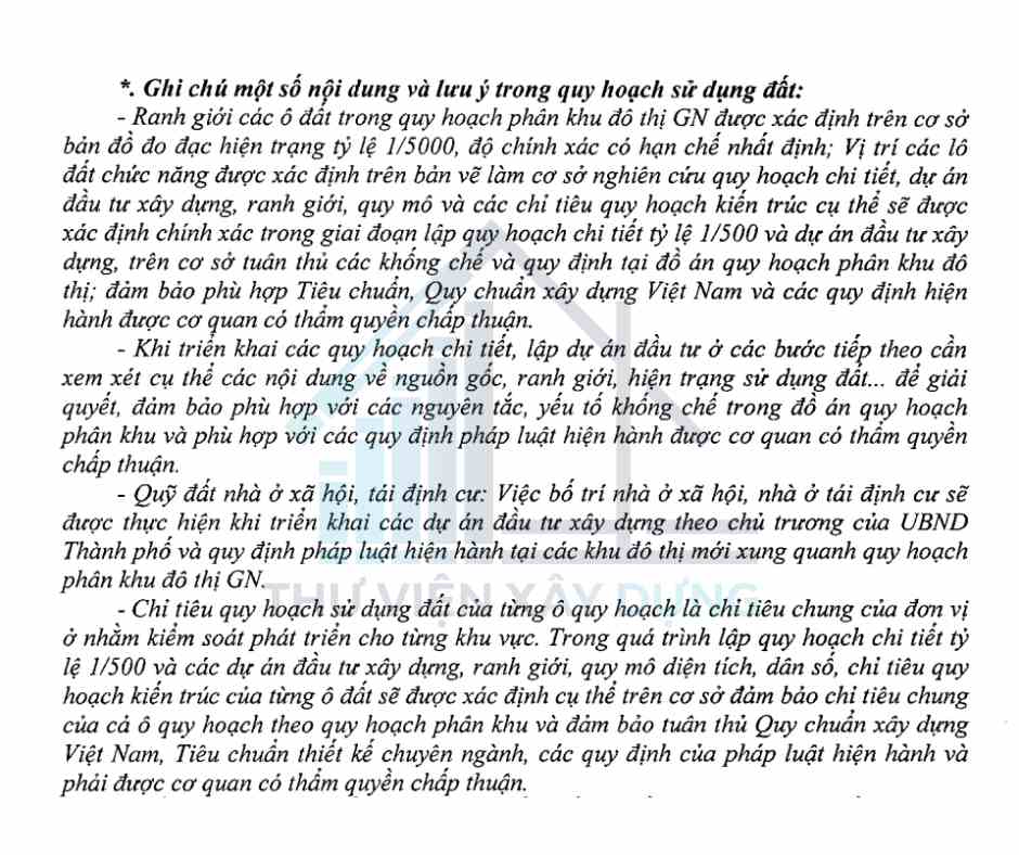 Một phần trong bản thuyết minh thuộc Bản đồ quy hoạch tổng mặt bằng sử dụng đất